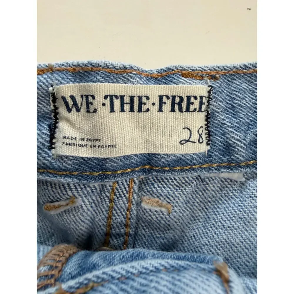 We The Free People Womens Sz 28 Light Was Distressed Denim Jean Shorts